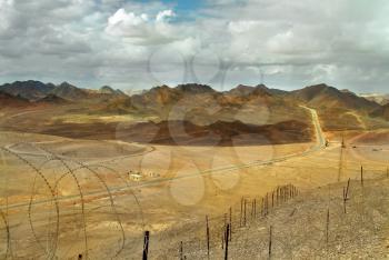  A view on Sinai  peninsula from Israel through border