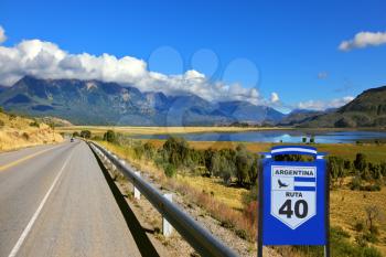 Patagonia, southern Argentina. The famous Route 40 paved road parallel to the Andes