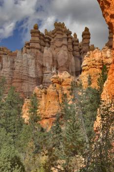 Abrupt breakage in Bryce canyon in state of Utah in the USA