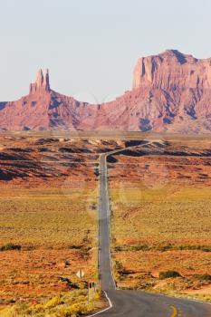 Great American road. Monument Valley in the red desert