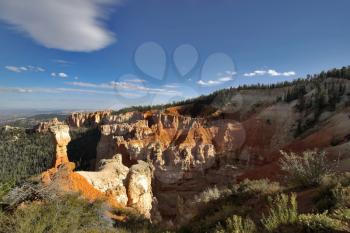  The well-known orange rocks in Bryce canyon in state of Utah USA