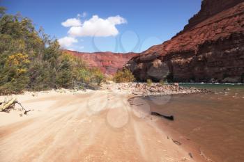 Large sandy beach on the shores of the Colorado River