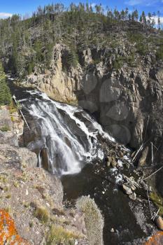 Roaring falls of river Gibbons in Yellowstone national park