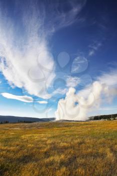 The most well-known of the world geyser in Yellowstone national park - Old Faithful. 