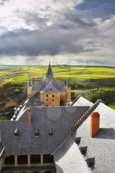Magnificent medieval palace on surburb of the Spanish ancient city of Segovia