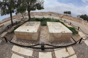 The grave of the founder of Israel, David Ben-Gurion and his wife Pauline. Kibbutz Sde Boker in the Negev desert
