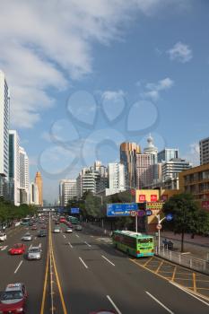  SHENZHEN -  CITY IN SOUTH OF  PEOPLE'S REPUBLIC OF CHINA - NOVEMBER 19, 2011: The magnificent modern city with wide prospectuses and skyscrapers.