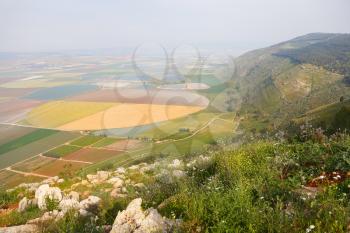 Picturesque valley in the Israeli Galilee. A spring landscape