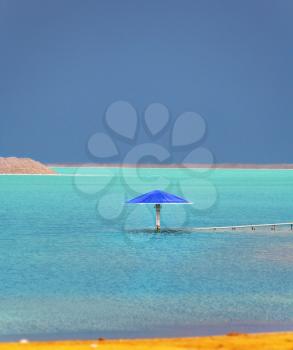  Color combinations on a medical beach of the Dead Sea during a storm