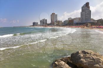 Magnificent beach in Tel Aviv in a holiday