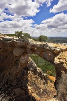 Cave and the natural bridge in mountains in the north of Israel