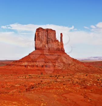 Magical landscape Monument Valley in Arizona. Famous rock - mittens of red sandstone