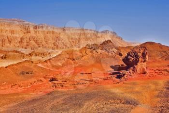 Freakish figures from red sandstone in desert Arava in Israel
