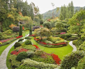 Masterpiece of landscape gardening art - Sunken-garden on island Vancouver