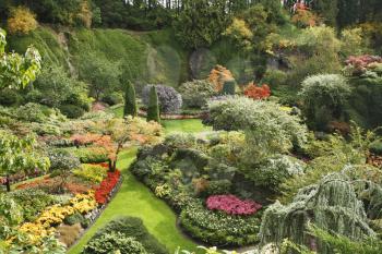 Masterpiece of landscape gardening art - Sunken-garden on island Vancouver