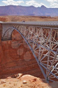 Sleek modern bridge across the Colorado River in the Navajo Reservation