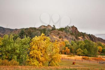 Beautiful countryside in Montana. Bright autumn day
