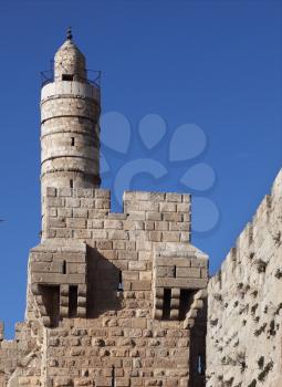 David's tower. Eternal Jerusalem surrounded with indestructible walls
