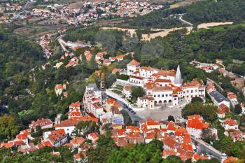 Magnificent resort of Sintra in vicinities of Lisbon, photographed from walls of a Mauritian fortress

