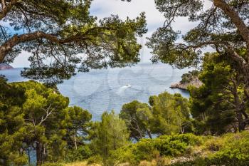 National Park Calanques on the Mediterranean coast. The picturesque gulf - Calanque with rocky steep banks and turquoise water 