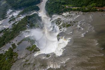 Devil's Throat - largest waterfall of the Iguazu Falls. Picture taken from a helicopter
