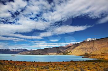 Lake in the high valley of the Patagonian Andes
