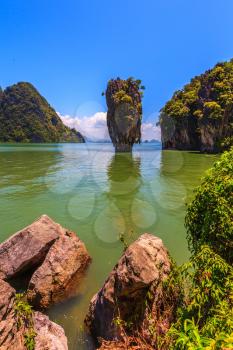 Wonderful holiday in Thailand. Bay in the Andaman Sea. James Bond Island in the shape of a vase