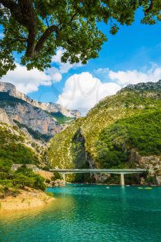  National park Merkantur, France. Big bridge over river Verdon in Provence