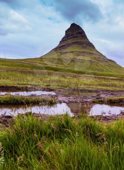 Famous mountain in Iceland Kirkjufell. Summer trip to Iceland, Polar