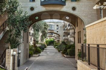 Jerusalem, Israel. Elegant arched passageway between buildings