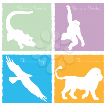 Royalty Free Clipart Image of Four Animal Cards