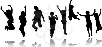 Royalty Free Clipart Image of Jumping Children