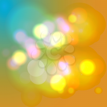 Royalty Free Clipart Image of an Orange and Blue Background With Lights