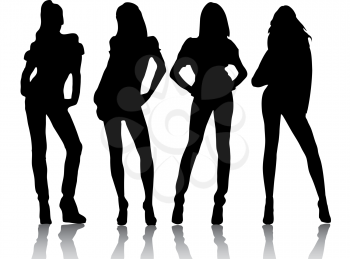 Royalty Free Clipart Image of a Long-Legged Women in Silhouette