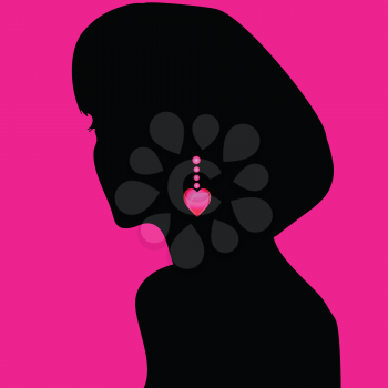 beautiful portrait of a woman silhouette on pink