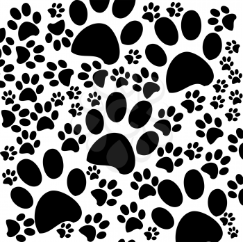 Royalty Free Clipart Image of Black and White Paw Prints