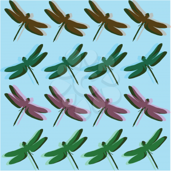 Royalty Free Clipart Image of a Background With Dragonflies