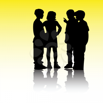 Royalty Free Clipart Image of Boys and Girls Talking