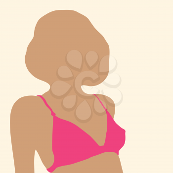 Royalty Free Clipart Image of a Silhouette in a Pink Bra