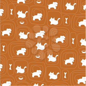 Royalty Free Clipart Image of a Cat and Dog Pattern