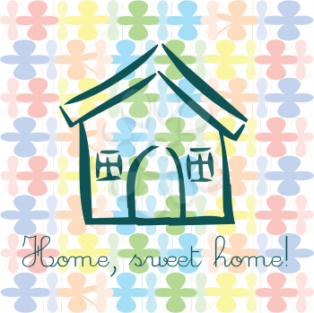 Royalty Free Clipart Image of a Childlike Drawing of a House Over Home Sweet Home