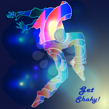Royalty Free Clipart Image of a Dancer on a Blue Background
