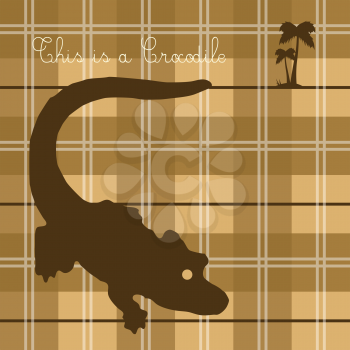 Royalty Free Clipart Image of a Crocodile on a Plaid Background