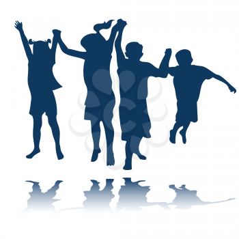 Royalty Free Clipart Image of Happy Kids Jumping