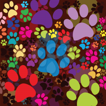 Royalty Free Clipart Image of Coloured Paw Prints