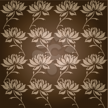 Royalty Free Clipart Image of a Floral Background on Brown