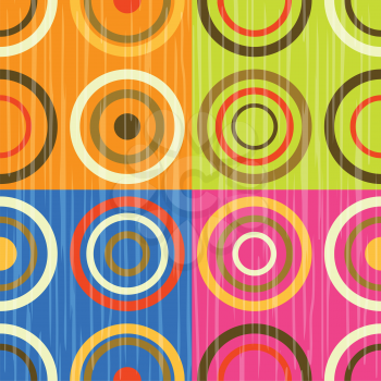 Royalty Free Clipart Image of Circles on a Group of Coloured Backgrounds
