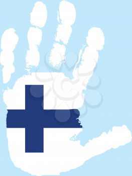 Royalty Free Clipart Image of a Finland Flag on the Palm of a Hand