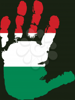 Royalty Free Clipart Image of a Hungarian Flag on a Hand