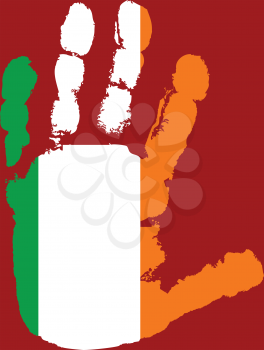 Royalty Free Clipart Image of an Irish Flag on a Palm